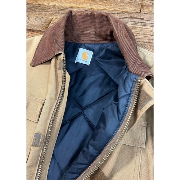 Vintage 90s Carhartt J02 BRN Chore Jacket Size 46 Quilt Lined Brown Made In USA - Picture 3 of 5